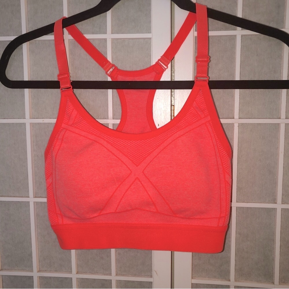Athletic Works Neon Coral Racerback Sports Bra XS 4/6 pads included
